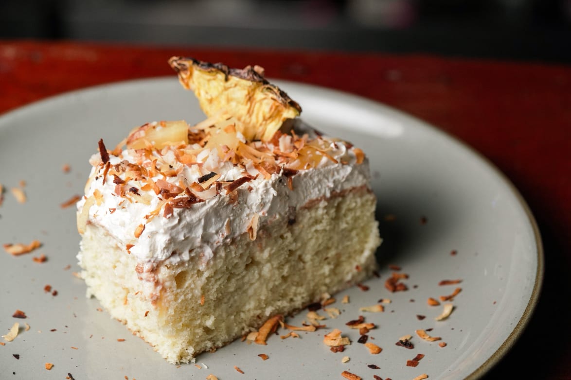 Piña Colada Tres Leches Cake.